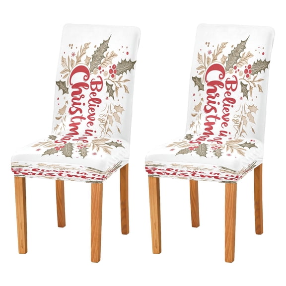 BZSMCE Chairs Slipcovers Dining Chair Covers Red Merry Christmas Painting Wreath Creative Pattern