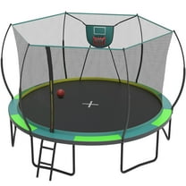 14FT Trampoline for Kids with Basketball Hoop, SHINPT Toddler Trampoline for Backyard, Patio, Indoor Trampoline with Enclosure Net, Adult Trampoline with No-gap Design, Outside Toy for Kids for Gift