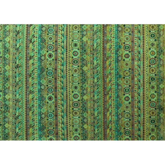 Ahgly Company Machine Washable Indoor Rectangle Abstract Turquoise Blue Modern Area Rugs, 7' x 9'