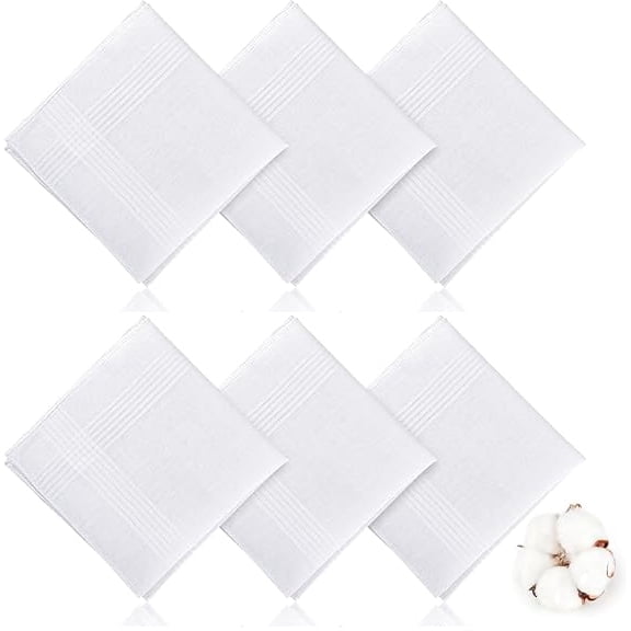 Handkerchiefs for Men, 100% Soft Cotton White Hankies, Classic Reusable Men's Handkerchiefs, 15x15 Inch Pocket Hanky