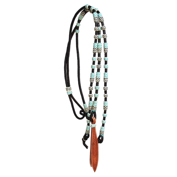 Horse Western Brown Leather Turquoise Rawhide Rommel Romel Romal Reins 6687TR