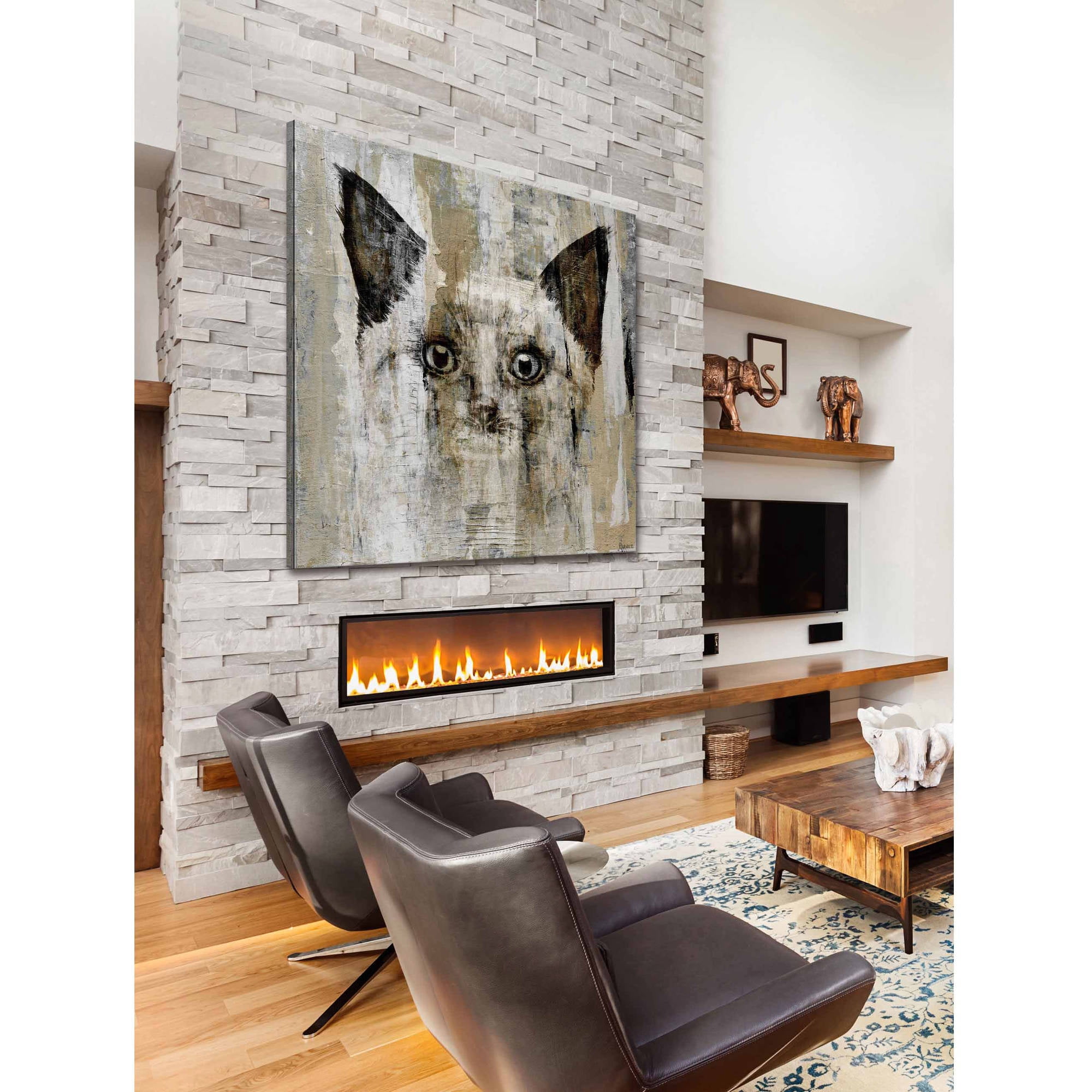 "Brown-Eyed Cat" Painting Print on Wrapped Canvas