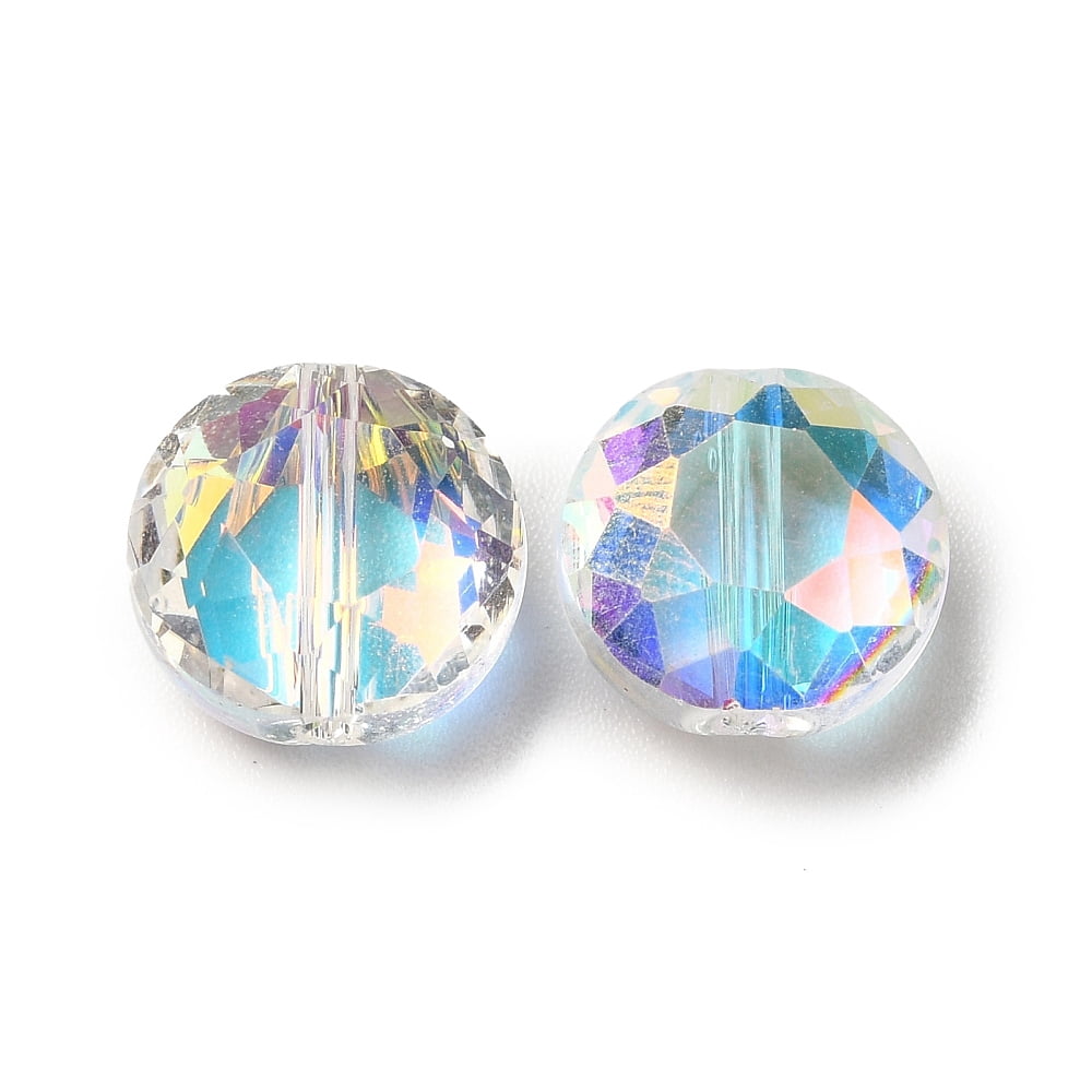 Glass K9 Glass Imitation Austrian Crystal Beads Faceted Flat Round Clear AB 10x6mm Hole: 1.5mm