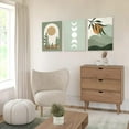 thumbnail image 5 of Sage Green Boho Wall Art Set of 3, Boho Room Decor, Mid-Century Modern Wall Art Prints, Framed Neutral Abstract Canvas Prints Green Wall Art Sun Leaf Mountain Minimalist Artwork 12" X 16", 5 of 6