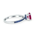 thumbnail image 2 of Oval Ring Side Stone Sapphire Simulated Ruby CZ 925 Sterling Silver Size 9, 2 of 5