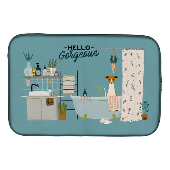 Carolines Treasures CK7521DDM Whippet in Bathtub Dish Drying Mat 14 x 21" multicolor