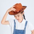 thumbnail image 3 of Cowboy Hat for Kids Girls Boys Wide Brim Hats Felt Western Cowgirl Hats for Cosplay Fancy Dress Dress-up Party, 3 of 7