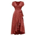 thumbnail image 4 of Women's Short Sleeve Dress Printed Casual Summer Flowy Dresses Red XXL, 4 of 6