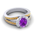 thumbnail image 3 of 2.35 Carat Oval Cut Amethyst & Citrine Gemstone Stunning Bridal Ring for her Solid 14K White Gold Size 9 by Diamond-Capitals, 3 of 7