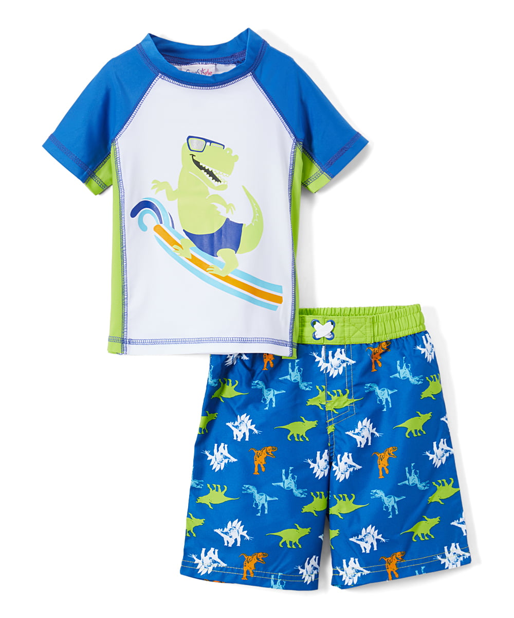 Freestyle Revolution Little Boys' Rashguard Set Swim Shirt and Trunks Swimwear Set Infant/Toddler/Little Boys 