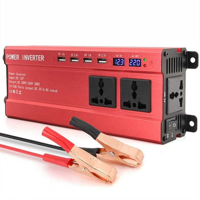 2000W 1200W Screen Display Inverter 12V to 220 Transformer 3 Socket 4 USB Car Converter Inversor Auto Adapter