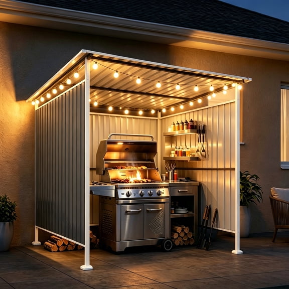 6x6 Ft Outdoor Pergola, Suitable for Patio, BBQ Gazebo, Bike Storage Shed, Metal Gazebo, Suitable for Patio, Terrace, Backyard, Grey