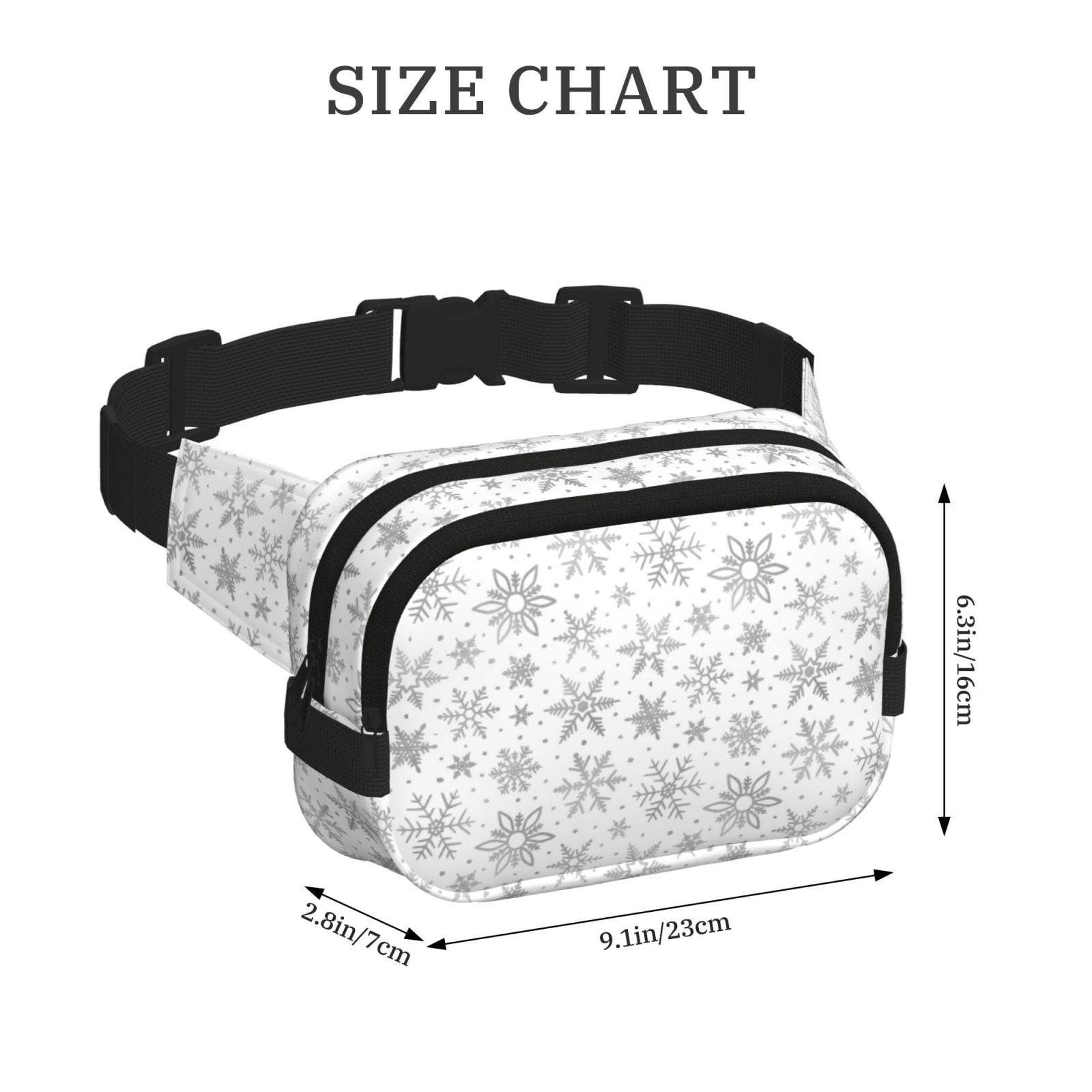Hirioo Snowflake Minimalist for Double Layer Waist Bag Adjustable Fanny Pack For Travel Running Hiking