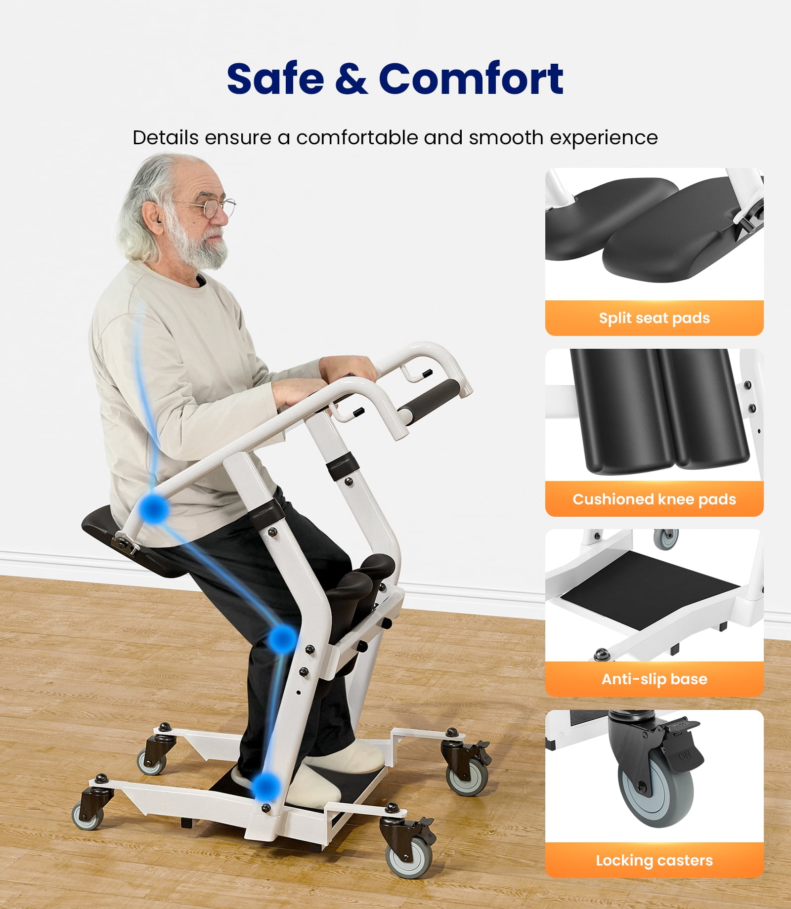 VOCIC Sit to Stand Lift with Wheels, Stand Assist Patient Transfer Device for Elderly Home Care
