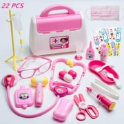 Powiller 22 PCS Doctor Kit for Kids with Electronic Stethoscope, Toddlers Pretend Play Medical Kit, Educational Role Play Doctor Toys Set