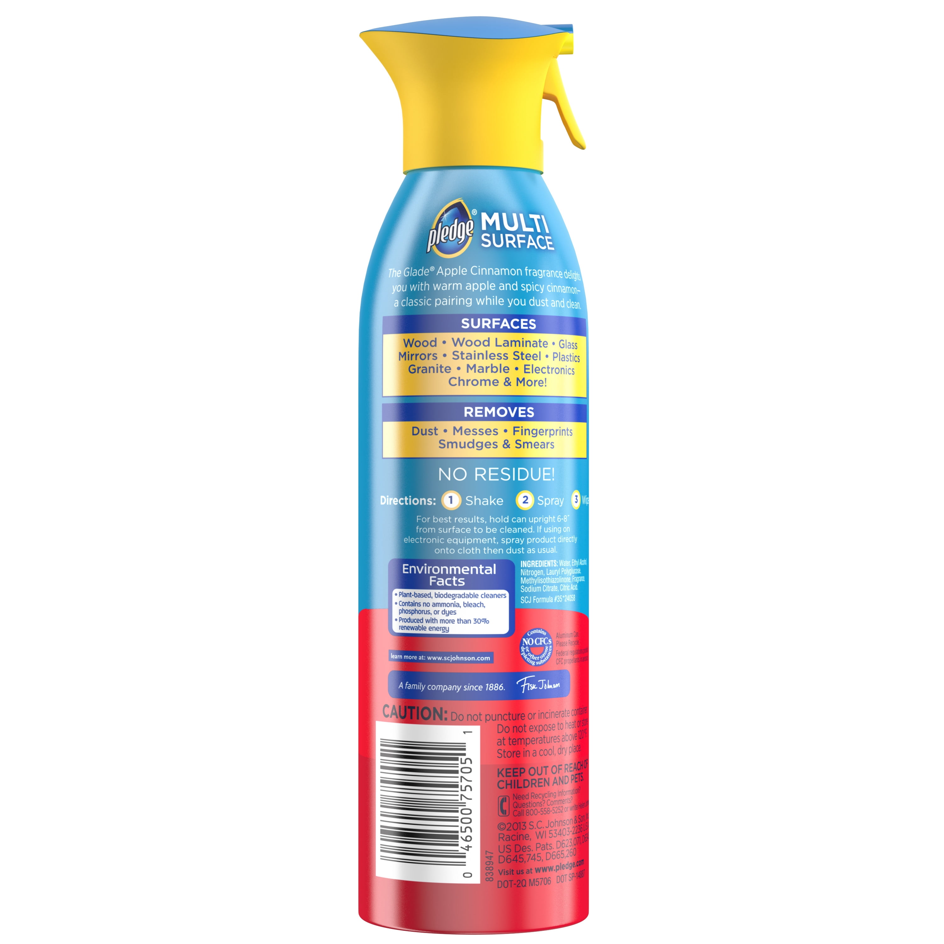 Pledge Multi Surface Everyday Cleaner with Glade Apple Cinnamon 9.7 Ounces.