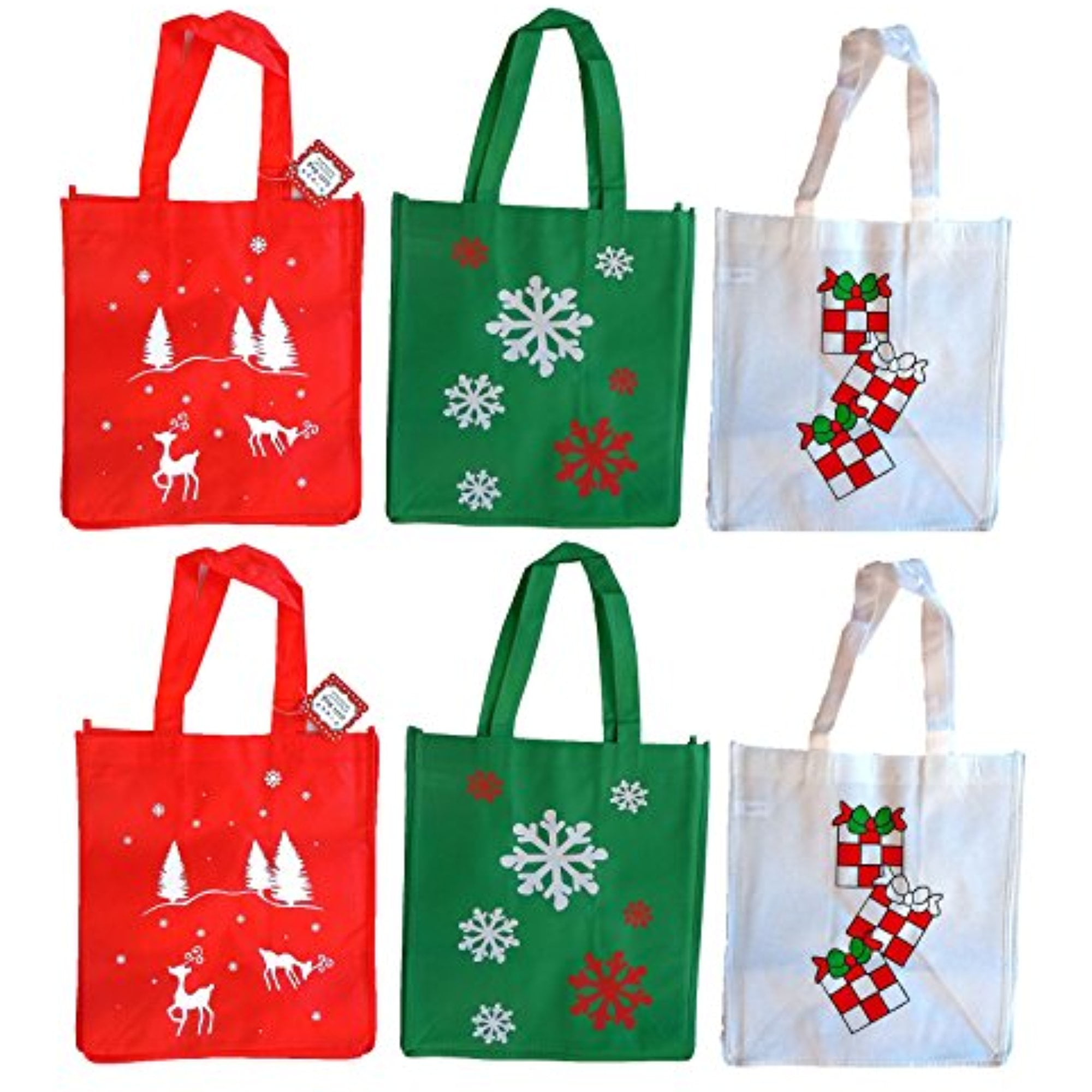 Christmas Cotton Bags Gift Bags Reusable Drawstring Bags Jewelry Pouch 6 Bags 