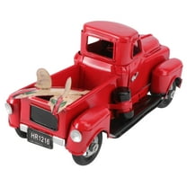 ORDDIART 1Pcs Red Vintage Truck Model Metal Home Craft Classic Retro Decoration for Christmas Desktop Adornment
