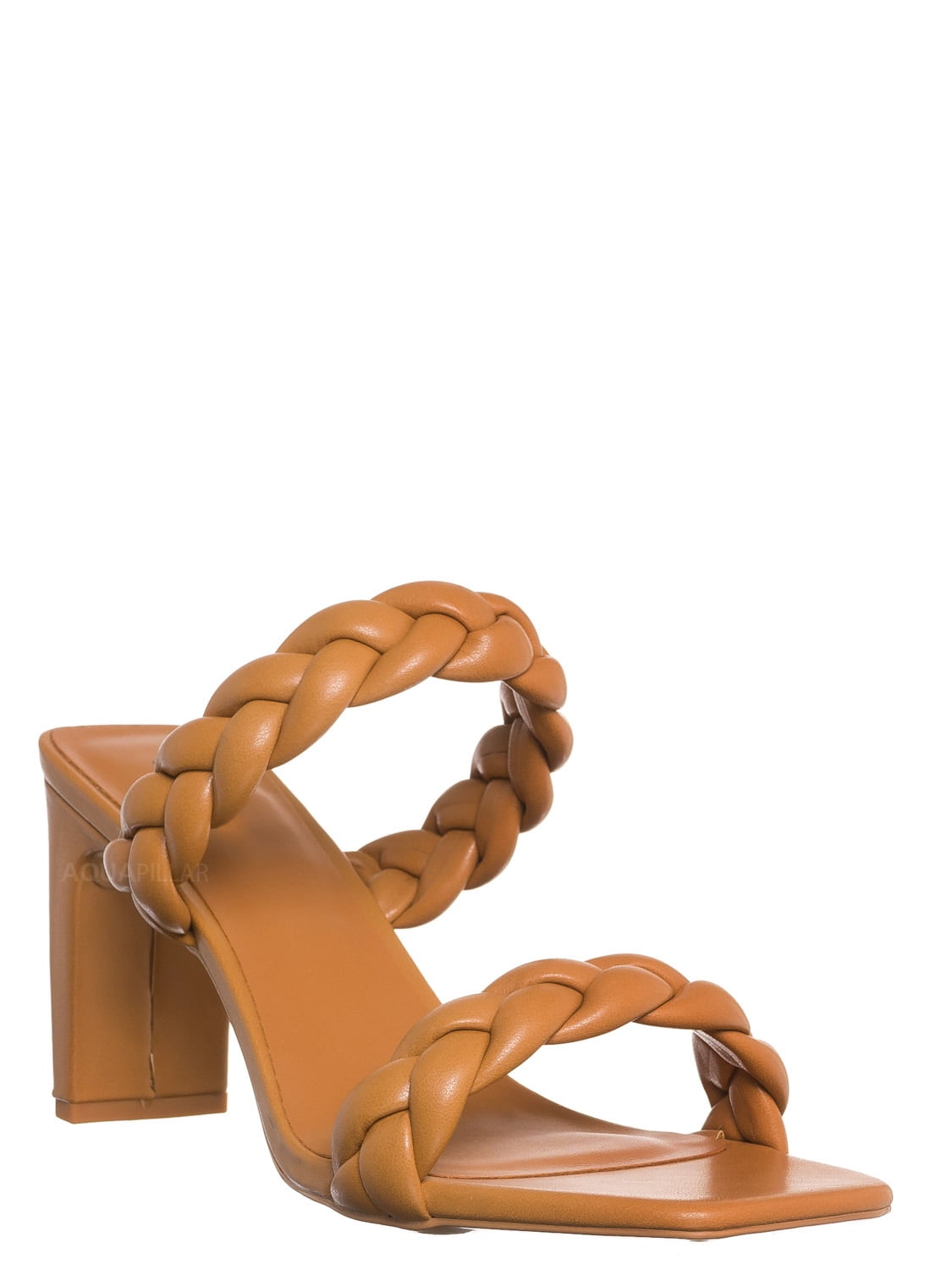 Braided 3.5 Inch Block Heel Sandal - Women Thin Slide In Dress Mule -  Walmart.com