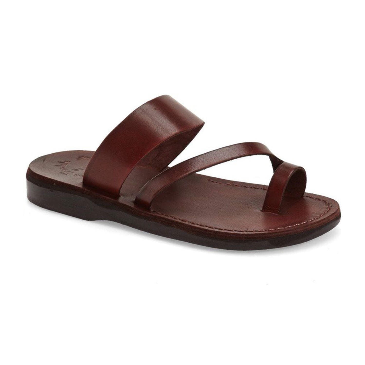 Camel Men\'s Leather \'The Good Shepherd\' Toe Loop Jesus Sandals, Sz 9.5 Brown Jesus Sandals Camel Genuine Leather Greek Roman Men  main image 3