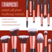BS-MALL Stand Up Makeup Brushes Premium Synthetic Foundation Powder Concealers Eye Shadows Makeup 14 Pcs Brush Set, Rose Golden