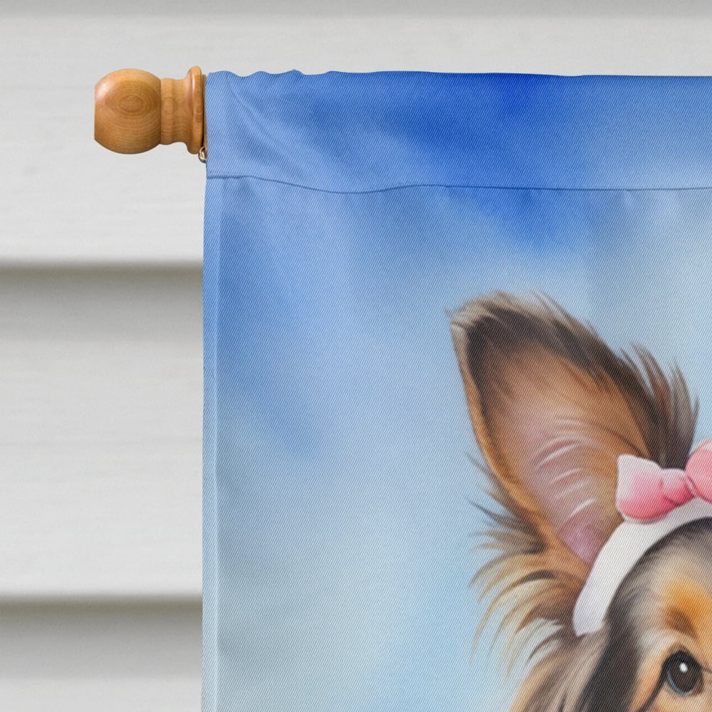Sheltie Easter Egg Hunt House Flag 28 in x 40 in