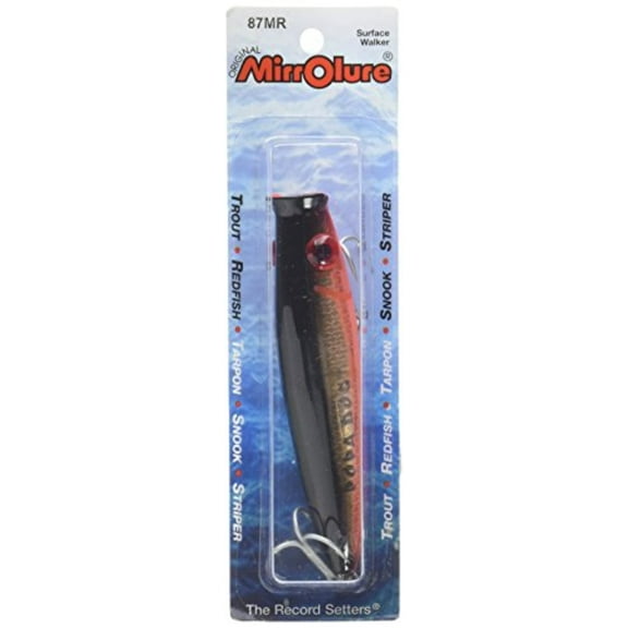 MirrOLure Popa Dog Lure, Black Back/Fluorescent Orange Belly, 4-Inch