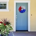 thumbnail image 5 of Ouuluon 4th of July Patriotic Simulation Wreath, Red White and Blue Door Hanging Decor for Independence Day Memorial Day Labor Day Indoor Outdoor, 5 of 8