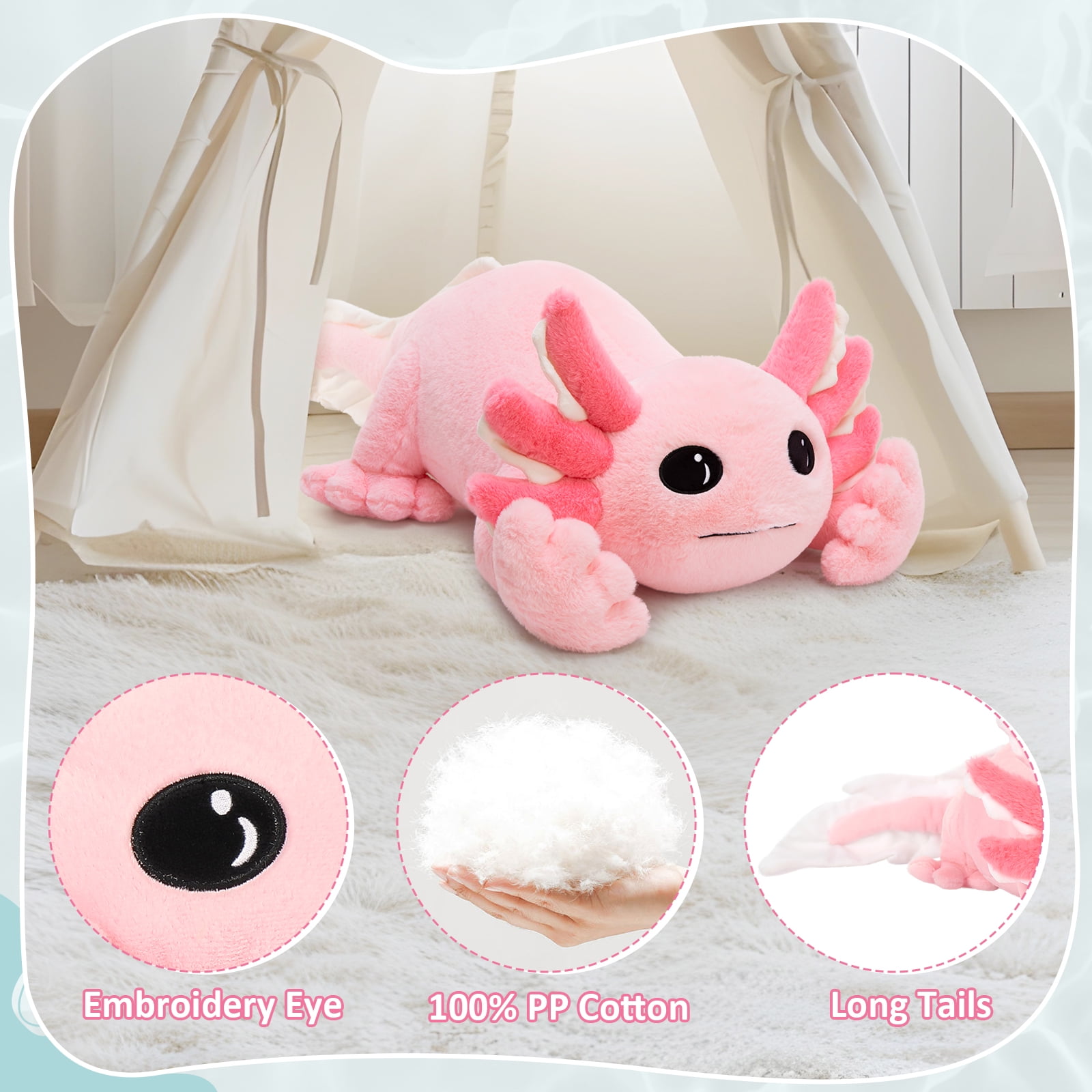 MaoGoLan 39.5" Giant Axolotl Stuffed Animal Pink Pillow Axolotl Plush Toy Glow in The Dark
