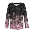 thumbnail image 4 of Blue Women's Long Sleeve T-shirt, Women'S Fashionable V Neck Long Sleeved Fine Glitter Gradient Printed V Neck Top T Shirt,Women's Long sleeve T-shirt S, 4 of 5