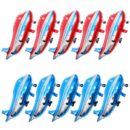 COSMOBETTY Airplane Balloon Aluminium Foil 10Pcs Blue