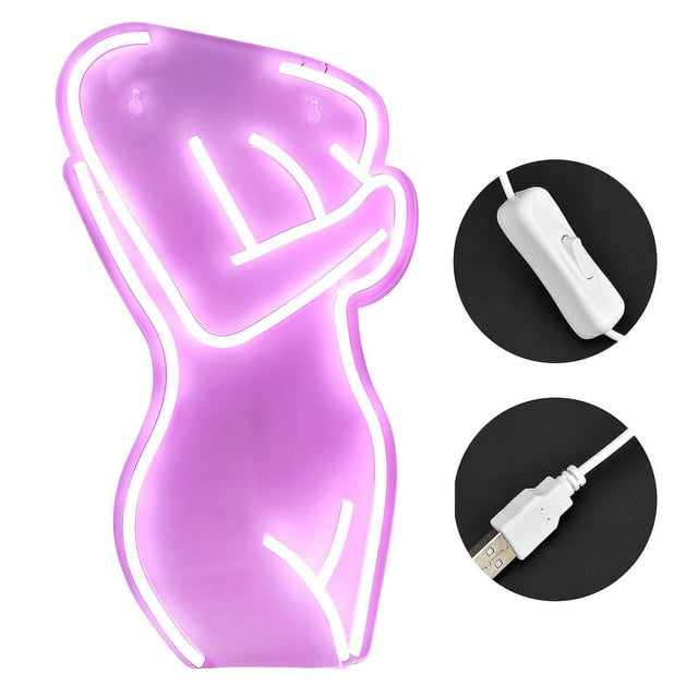 Panneau mural LED néon alimenté par USB représentant une femme nue, idéal pour une boutique, un bar, une fête ou un mariage.