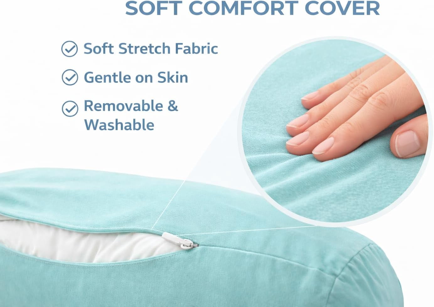 Mushy Pillows Microbead Body Pillow - Luxuriously Soft and Huggable with Removable Cover 30 X 8"