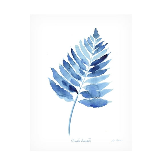 Canvas Wall Art - Jean Plout 'Indigo Botanical 2' Wall Art for Living Room, Bedroom, or Office Décor by Trademark Fine Art - 14 x 19 Inches