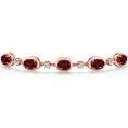 thumbnail image 3 of Gem Stone King 18K Rose Gold Plated Silver Red Rhodolite Garnet Bracelet for Women | 4.50 Cttw | Gemstone January Birthstone | Oval 7X5MM | Fully Adjustable 9 inch, 3 of 6