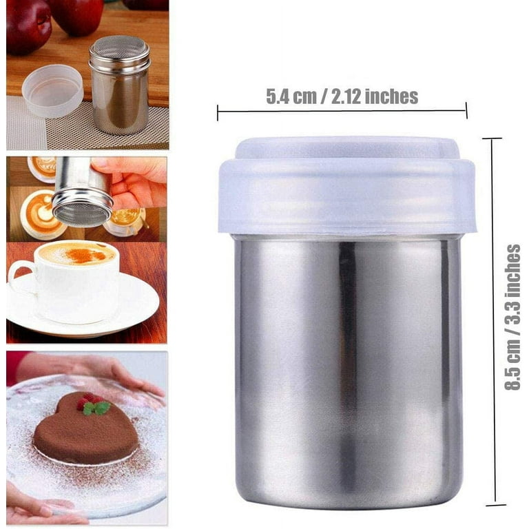 Powder Shaker with Lid,Stainless Steel Fine Mesh Shaker, for Sifter  Cocoa,Cinnamon Powder,Icing Sugar,Chocolate Coffee (6 Pcs Small)