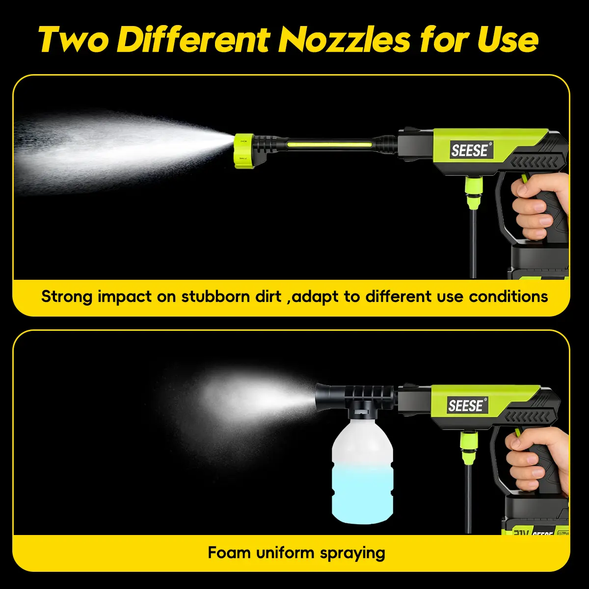 【SummerVibes】SEESE Cordless Pressure Washer and Single Port Charger Base, Bottle Portable Washer for Car,Home Cleaning & Garden Watering