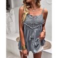 thumbnail image 2 of Camisola de verano con diseño de encaje y costuras, Color puro, con tirantes en el pecho, cómoda camisola informal de poliéster sin mangas para uso diario, 2 of 6