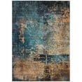 thumbnail image 2 of HomeRoots 606077 8 x 10 ft. Teal Blue, Black & Copper Abstract Washable Indoor & Outdoor Rectangle Area Rug, 2 of 5