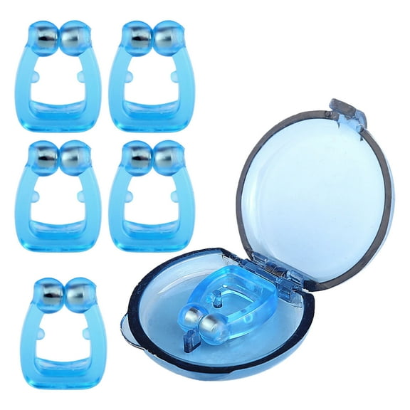 Jnismy 6Pcs Anti-Snore Clips with Storage Box, Reusable Silicone Magnetic Device for Easy Breathing, Mini Anti-Snoring Solution