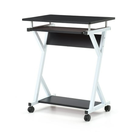 - Hodedah Imports Wood Top Computer Cart with Keyboard Tray