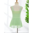 thumbnail image 5 of Kaerm Kids Girls Solid Wide Shoulder Straps Ballet Dance Dress Gymnastics Leotard with Tutu Skirt Ballerina Outfit Light Green 140, 5 of 7
