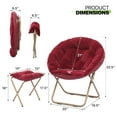 thumbnail image 3 of HHBEAUTY Folding Saucer Chair for Adults with Ottoman, Circle Reading Chair for Bedroom, Living Room & Dorm, Furry Comfy Accent Seat with Metal Leg & Thick Padded for Small Spaces (Burgundy, 1 Pack), 3 of 5