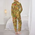 thumbnail image 3 of Pajama Sets for Women 2 Pcs, Yellow Paisley Button Down Long Sleeve Sleepwear Lounge PJ Sets, 3 of 6