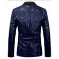 thumbnail image 3 of YLSDY Mens One Button Sequin Dress Suit Jacket Party Festival Tuxedo Sport Coat Shiny Blazer for Party Prom Wedding Dinner Blue XL, 3 of 4