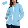 thumbnail image 1 of Yanlir Manteau Imperméable pour Femme, Léger, à Capuche avec Fermeture Éclair, Manches Longues, avec Poches et Sac de Rangement, Chandail Décontracté pour l'Automne, l'Hiver et le Printemps (Bleu Pâle#1, 4TG), 1 of 5