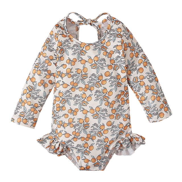 Gibobby Mameluco niña Monos de manga larga con estampado de frutas para bebés y niños pequeños(Blanco, 12-18 Meses)
