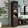 thumbnail image 5 of Furniture of America Mecka Tower Cabinet with 2 Doors, Vintage Walnut, 5 of 11