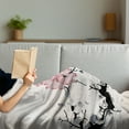 thumbnail image 3 of Japanese Soft Flannel Fleece Blanket, Watercolors Illustration Traditional Native Blossoming Floral Temperate Zone Plant, Cozy Plush for Indoor and Outdoor Use, 70" x 90", Pink Black, by Ambesonne, 3 of 5
