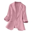 thumbnail image 5 of ZQUUVOU Womens Business Blazers Lapel Solid Color Button Down Casual Suit Jacket (Pink,M), 5 of 8